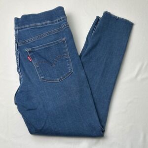 Levi's Women's Shaping Legging Jeans Blue Size 28/6 Frayed Hem Elastic Waist